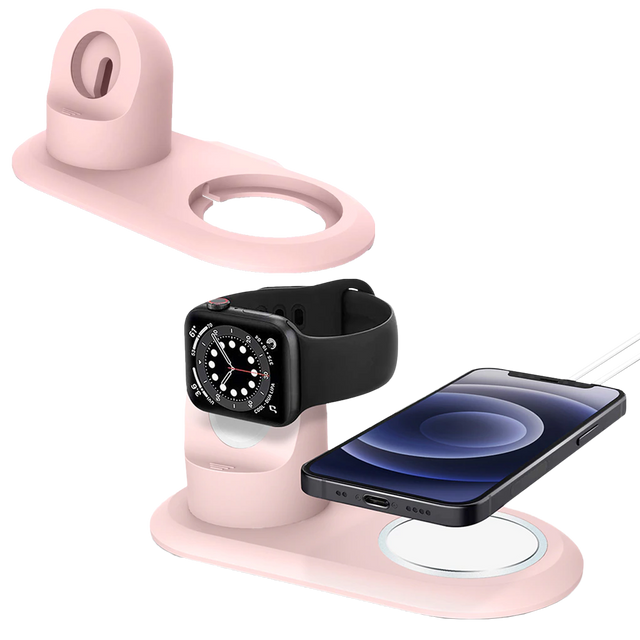 Charger Holder for MagSafe 2in1 Alogy Stand for Apple Watch/ iPhone 12 13 Pink