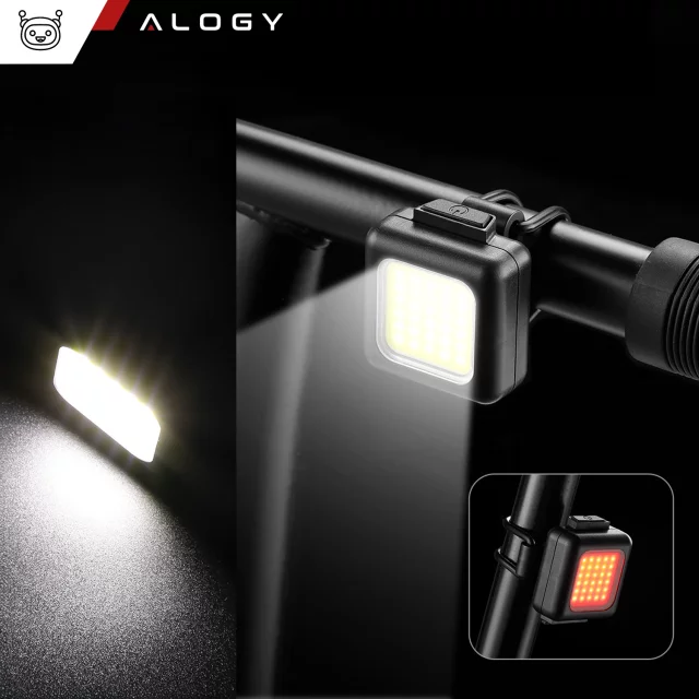 Světlo na kolo pro jízdní kolo, sada 2 světel, přední a zadní, COB, USB, Alogy Bike Light