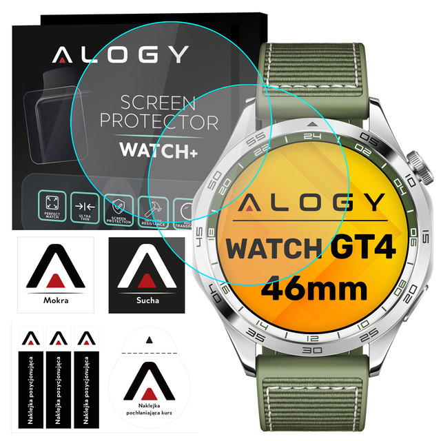 2x gehärtetes Glas für Huawei Watch GT4 GT 4 46 mm Schutz für Smartwatch Alogy Displayschutzfolie Uhr