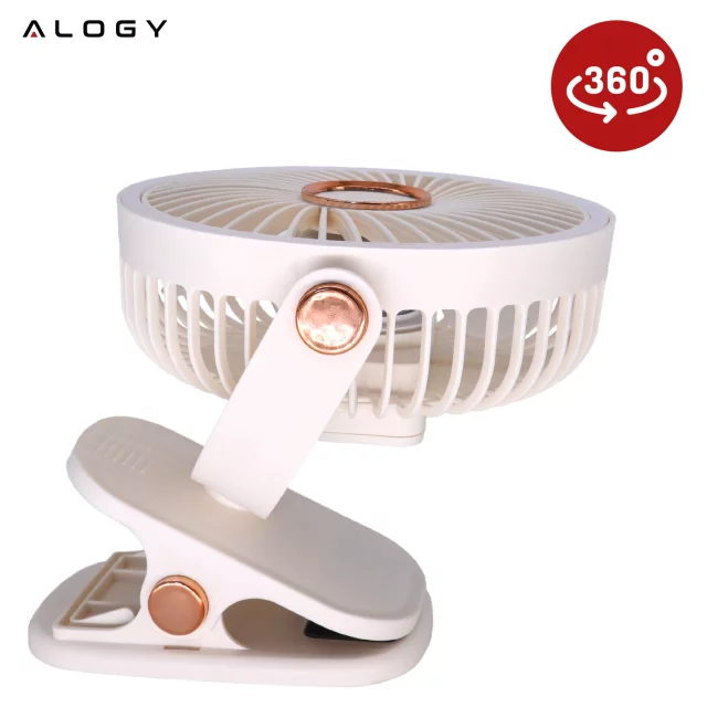 Ventilátor Větrník Větrník Přenosný klip Alogy Stolní dětský kočárek Akumulátorový bílý