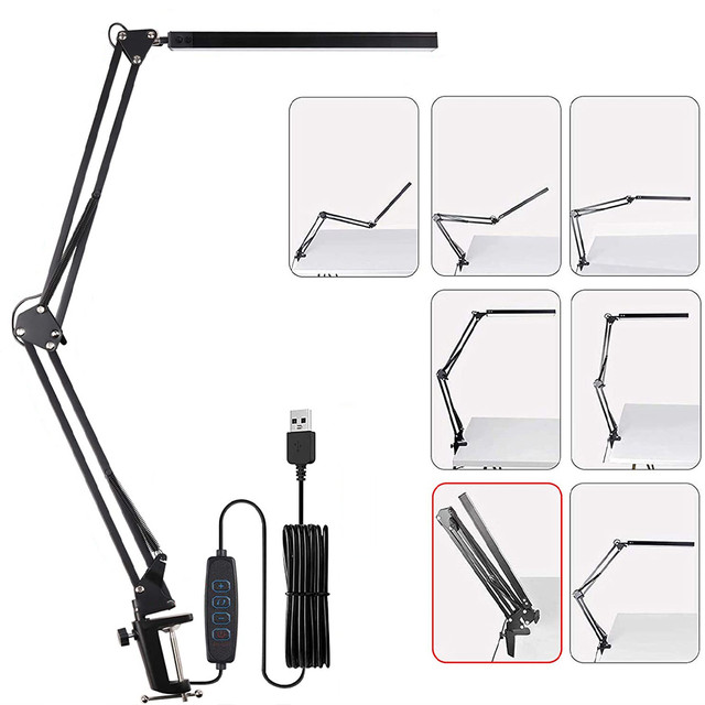 Alogy LED desk lamp Dreslarska USB with an adjustable long arm for the desk top Black