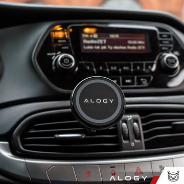 Magnetic car holder for phone, window, grille, cockpit, dashboard, car, phone, Alogy Black