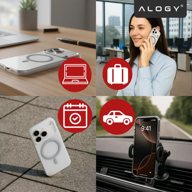 Hülle für Apple iPhone 16 Pro Max Alogy MagSafe Hybrid Matte Case Matte Cover mit Linsenschutz Schwarz