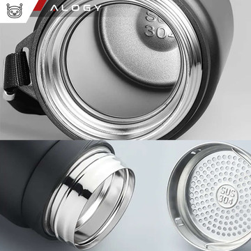 Thermos bottle thermal bottle 1l for coffee yerba mate tea with infuser strainer large Alogy steel black