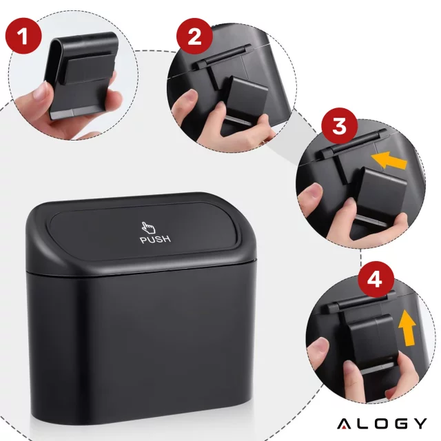 Organizér na odpadkový koš do auta mini malý přenosný odpadkový koš do auta auta home Alogy black