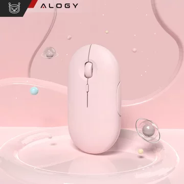 Alogy Wireless Mouse Ergonomic Small Mouse for Laptop PC Bluetooth 2.4GHz Silent Pink