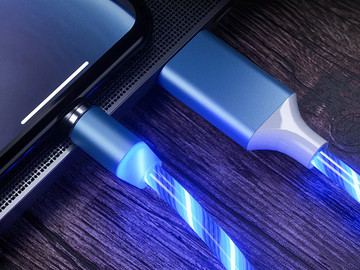 1m Alogy magnetický LED Lightning Blue kabel