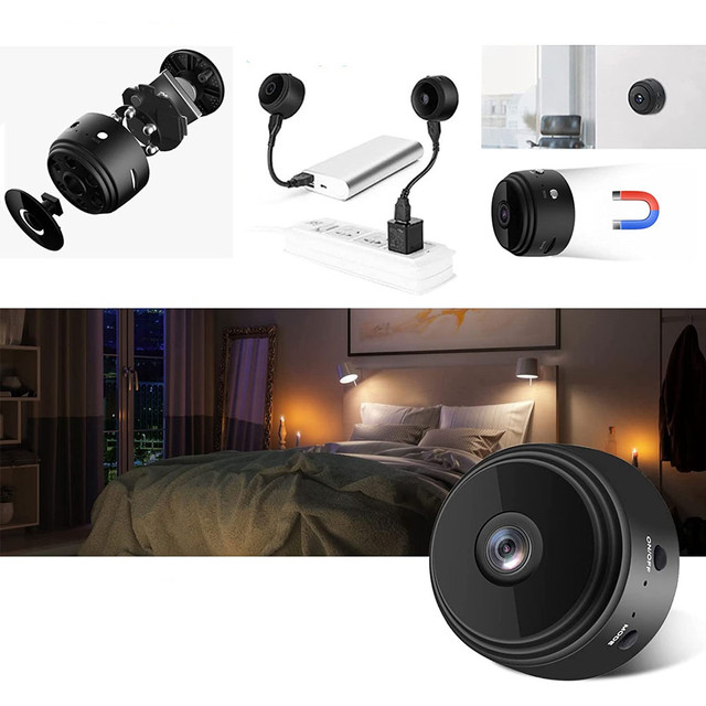 Špionážní kamera Skrytá detekce Diskrétní mini webkamera s přenosem dat WiFi Full HD IP černá