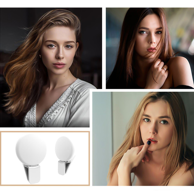 Alogy Mini Selfie Ring LED Light Clip pro nahrávání telefonu s klipem Bílá