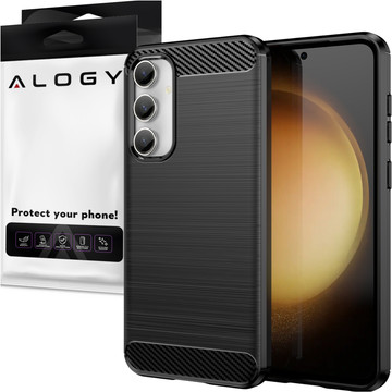 Case for Samsung Galaxy S23 FE armored back phone cover case Alogy Carbon Silicone black