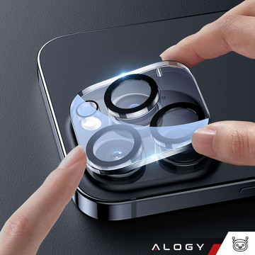 Hülle für iPhone 15 Pro Max Gehäuse Case 2x Bildschirmglas und 2x Linse gepanzert Alogy 360 Hybrid Set 5in1 schwarz und transparent