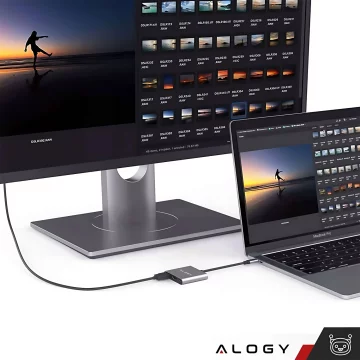 HUB 3in1 Adapter USB-C auf HDMI USB-A USB-C 4K 60Hz Alogy grau