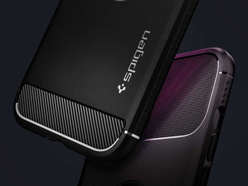 Spigen Rugged Armor Case for Apple iPhone 12/ 12 Pro 6.1 Matte Black Glass Alogy