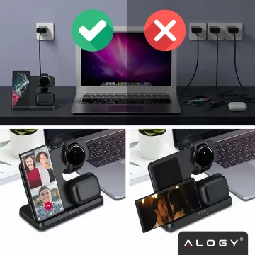 Bezdrátová indukční nabíječka 3v1 Qi 3.0 Fast pro Samsung S22 S23 S24 Galaxy Watch Buds Station černá