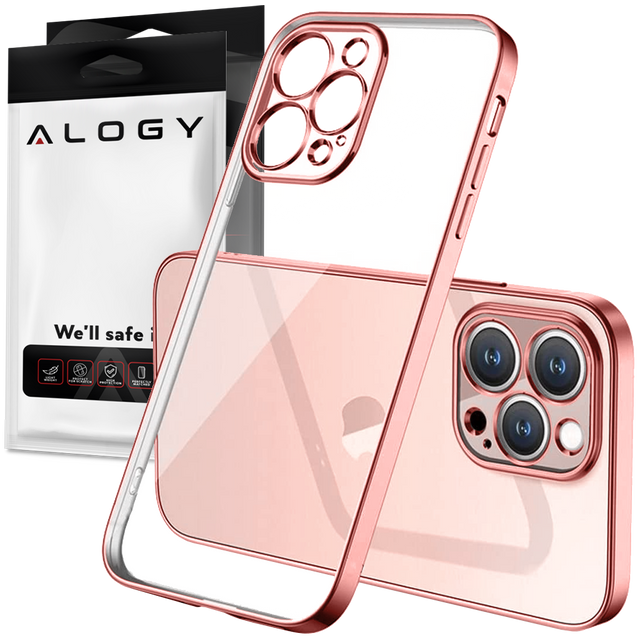 Alogy TPU Luxury Case with Camera Protector for Apple iPhone 12 Pro Pink and Transparent