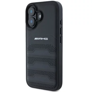 Etui do iPhone 16 AMG Leather Debossed Lines czarne
