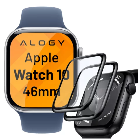 Szkło Hybrydowe do Apple Watch 10 46mm Alogy 3D Glass z czarną ramką