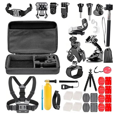 Zestaw Akcesoriów do GoPro Hero 13 12 11 10 9 8 7 6 kamerki sportowej zestaw mocowań Alogy ActionKit™ XXL 58w1 z Etui pokrowcem Walizką