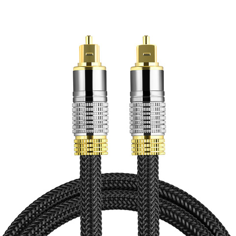 Kabel optyczny cyfrowy Audio 1m – krystaliczny dźwięk bez szumów i zakłóceń, pozłacane końcówki, nylonowy oplot 6.0 mm do TV i PC – Alogy OptiSound™ Czarny